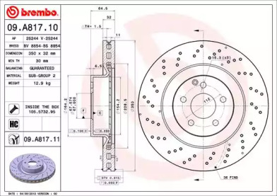 BREMBO 09a81710 -  Тормозной диск