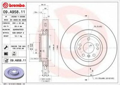 BREMBO 09a95811 -  Тормозной диск
