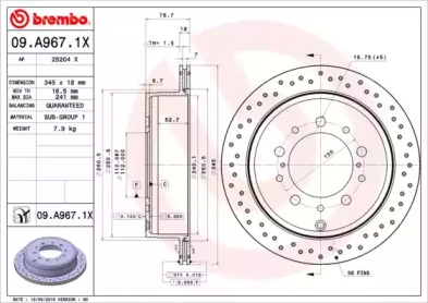 BREMBO 09a9671x -  Диск тормозной вентилируемый, «xtra»