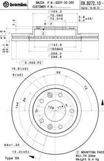 BREMBO 09b27210 -  Тормозной диск