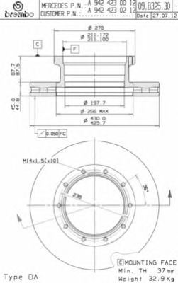 BREMBO 09b32530 -  Тормозной диск