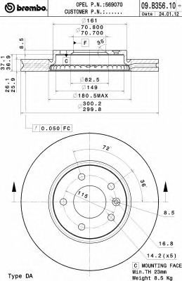 BREMBO 09b35610 -  Тормозной диск