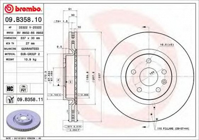 BREMBO 09b35810 -  Тормозной диск