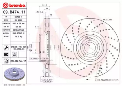 BREMBO 09b47411 -  Тормозной диск