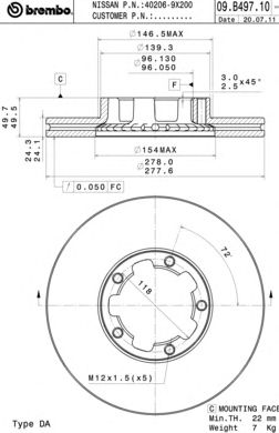 BREMBO 09b49710 -  Тормозной диск