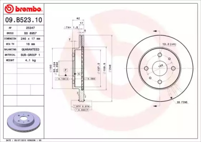 BREMBO 09b52310 -  Тормозной диск