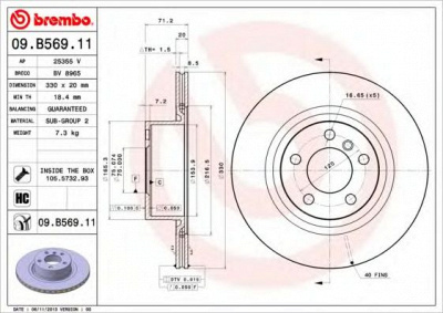 BREMBO 09b56911 -  Тормозной диск