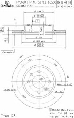BREMBO 09b59410 -  Тормозной диск