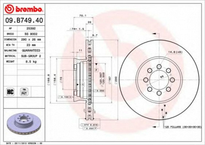 BREMBO 09b74940 -  Тормозной диск
