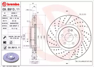 BREMBO 09b91311 -  Тормозной диск