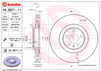 BREMBO 09b97111 -  Диск тормозной вентилируемый