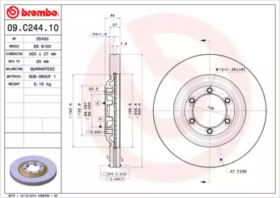 BREMBO 09c24410 -  ДИCKTOPMOЗHOЙПEPEДHИЙ