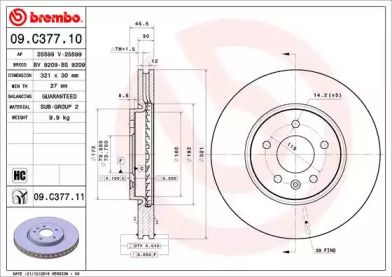 BREMBO 09c37710 -  Тормозной диск