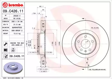 BREMBO 09c42611 -  Тормозной диск