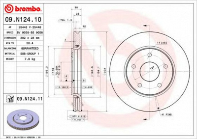 BREMBO 09n12410 -  Диск тормозной вентилируемый