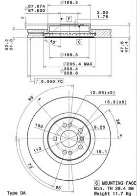 BREMBO 09r10411 -  Тормозной диск