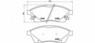 BREMBO p09010 -  Комплект тормозных колодок, дисковый тормоз