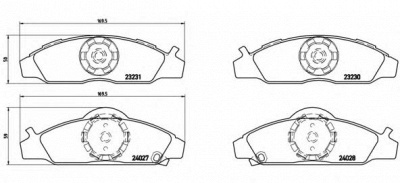 BREMBO p15008 -  Комплект тормозных колодок, дисковый тормоз