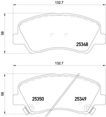 BREMBO p18025 -  Комплект тормозных колодок, дисковый тормоз