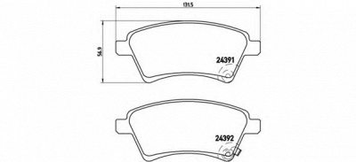 BREMBO p23105 -  Комплект тормозных колодок, дисковый тормоз