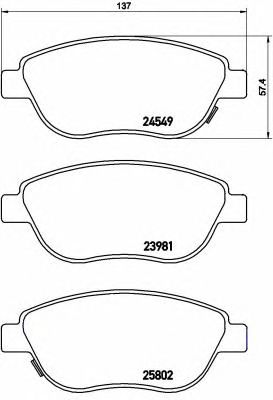BREMBO p23153 -  Комплект тормозных колодок, дисковый тормоз