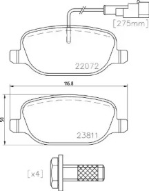 BREMBO p23166 -  Комплект тормозных колодок, дисковый тормоз