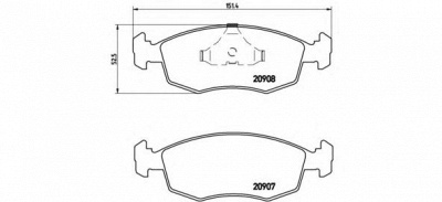 BREMBO p24019 -  Комплект тормозных колодок, дисковый тормоз