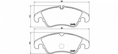 BREMBO p24074 -  Комплект тормозных колодок, дисковый тормоз