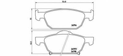 BREMBO p28044 -  Комплект тормозных колодок, дисковый тормоз