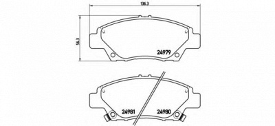 BREMBO p28050 -  Комплект тормозных колодок, дисковый тормоз