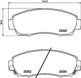 BREMBO p28068 -  Комплект тормозных колодок, дисковый тормоз