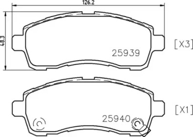 BREMBO p49057 -  Комплект тормозных колодок, дисковый тормоз