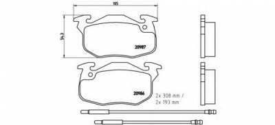 BREMBO p61044 -  Комплект тормозных колодок, дисковый тормоз