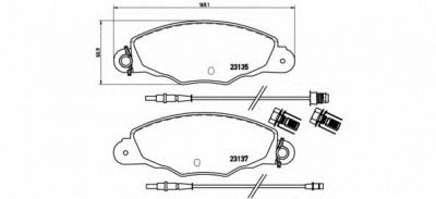 BREMBO p61061 -  Комплект тормозных колодок, дисковый тормоз
