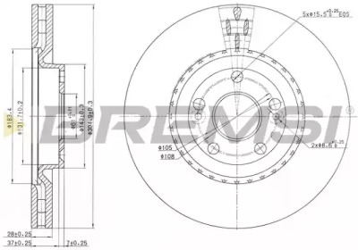 BREMSI dbb139v -  Тормозной диск
