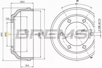 BREMSI dr5063 -  Тормозной барабан