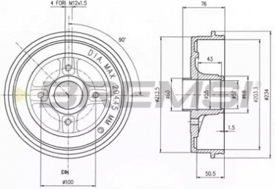 BREMSI dr5391 -  Тормозной барабан