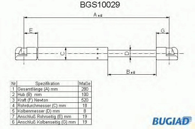 BUGIAD bgs10029 -  Газовая пружина, крышка багажник