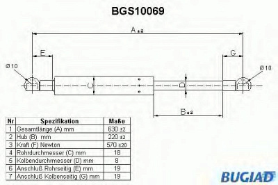BUGIAD bgs10069 -  Газовая пружина, крышка багажник
