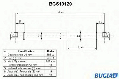 BUGIAD bgs10129 -  Газовая пружина, крышка багажник