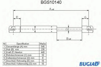 BUGIAD bgs10140 -  Газовая пружина, крышка багажник