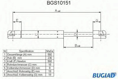 BUGIAD bgs10151 -  Газовая пружина, крышка багажник