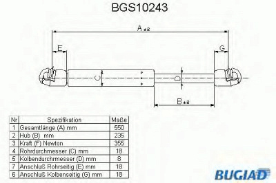BUGIAD bgs10243 -  Газовая пружина, крышка багажник