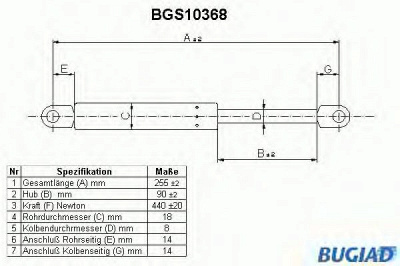 BUGIAD bgs10368 -  Газовая пружина, крышка багажник