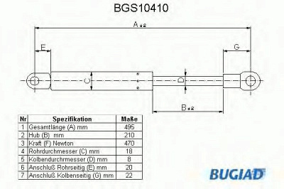 BUGIAD bgs10410 - Газовая пружина, крышка багажник