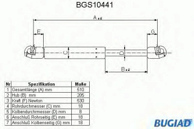BUGIAD bgs10441 -  Газовая пружина, крышка багажник