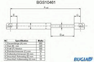 BUGIAD bgs10461 -  Газовая пружина, крышка багажник