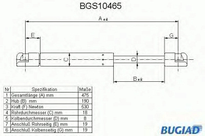BUGIAD bgs10465 -  Газовая пружина, крышка багажник