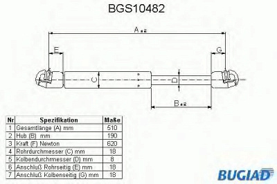 BUGIAD bgs10482 -  Газовая пружина, крышка багажник