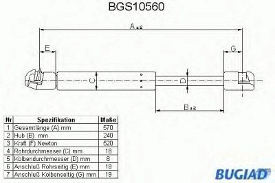 BUGIAD bgs10560 -  Газовая пружина, крышка багажник